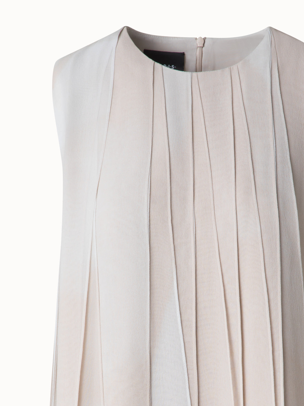 Silk Ribbon Mini Dress with Chiaroscuro Print - neutral - pastel - beige