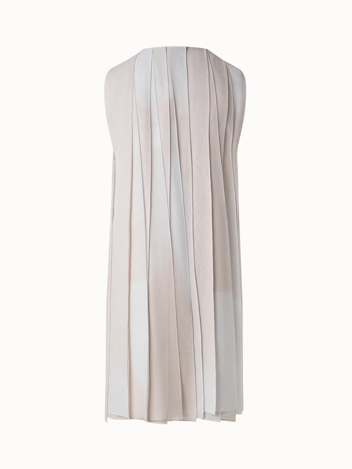 Silk Ribbon Mini Dress with Chiaroscuro Print - neutral - pastel - beige