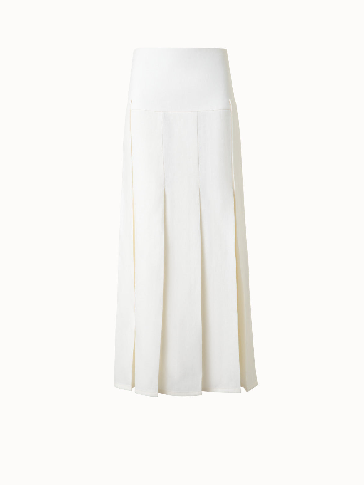Pleated Midi Skirt in Linen Wool Blend - neutral - ecru - white