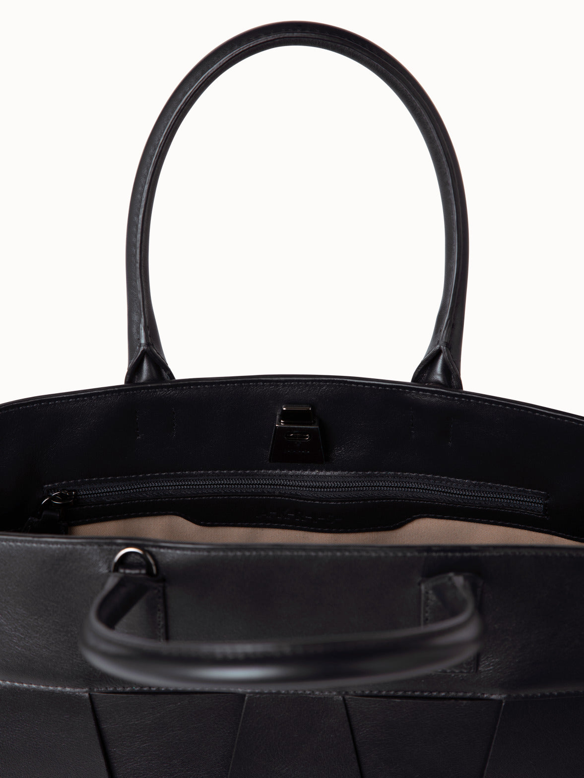Small Ai Shoulder Bag in Braided Leather Trapezoids - black