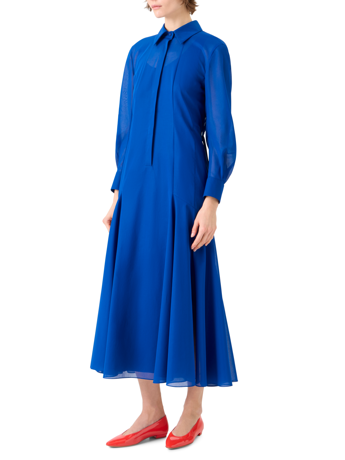 Cotton Voile Midi Dress with Open Back
