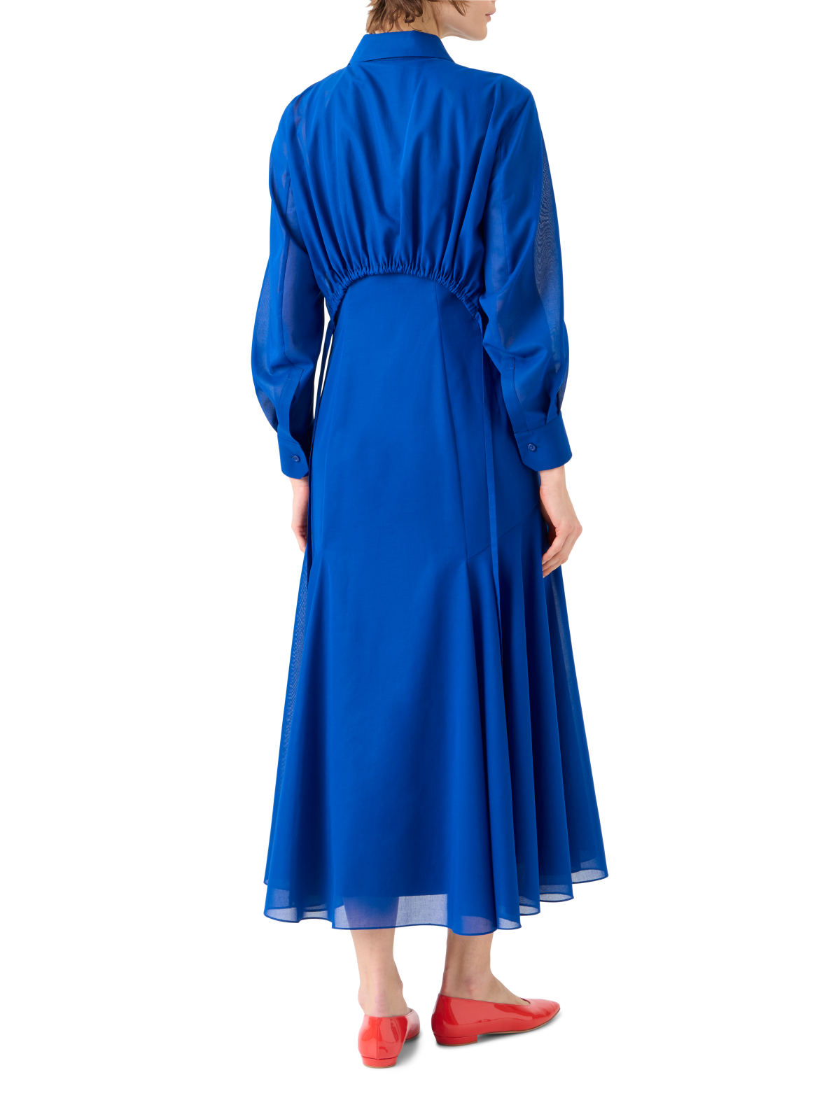 Cotton Voile Midi Dress with Open Back