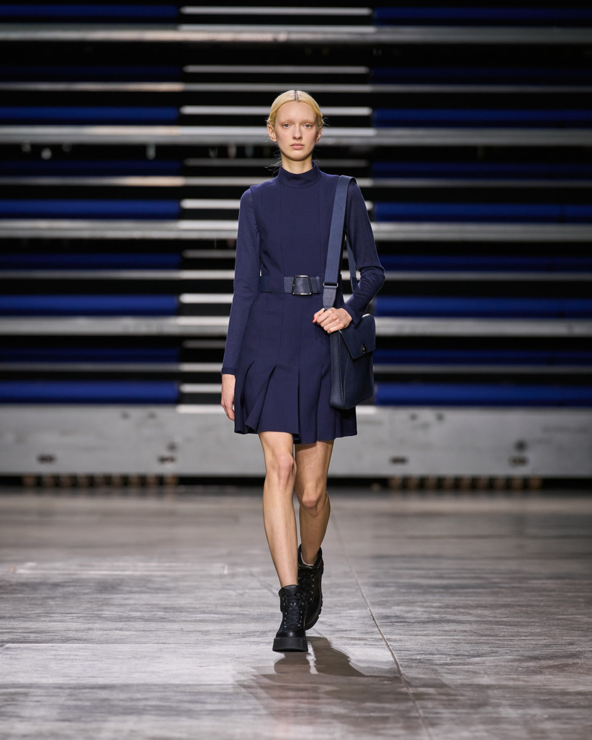 Wool Double-Face Dress - blue - navy