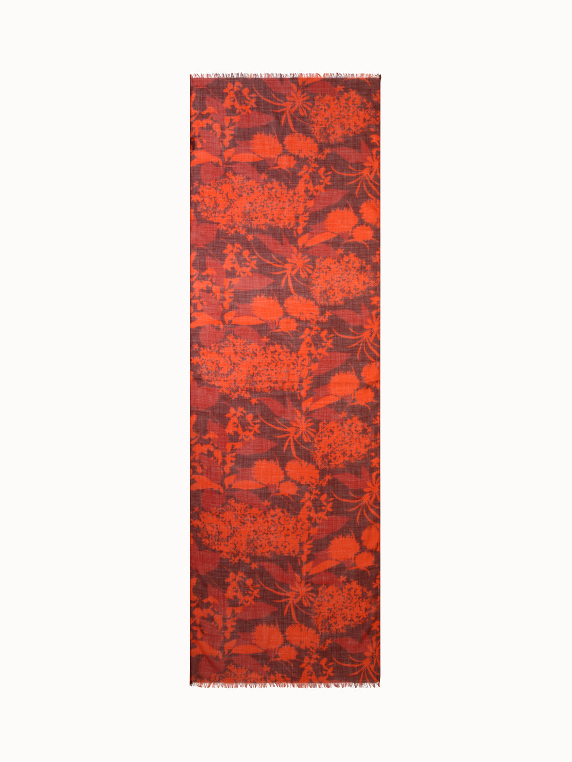 Cashmere Silk Scarf with Abraham Flower Print - multicolor - red