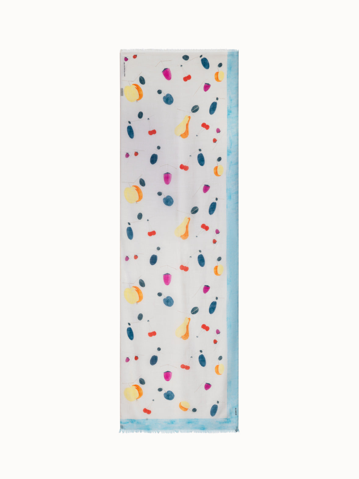Cashmere Silk Scarf with Fruits Print - multicolor