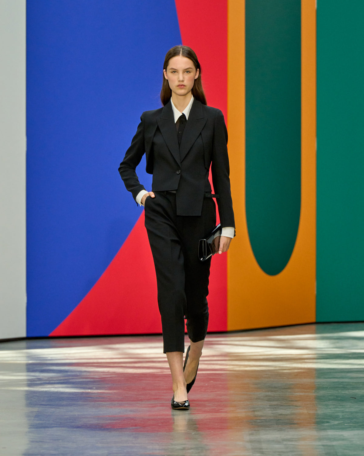 A look from Akris Spring/Summer 2026, blending art and fashion with Swiss luxury design, couture craftsmanship, and timeless elegance inspired by Leon Polk Smith