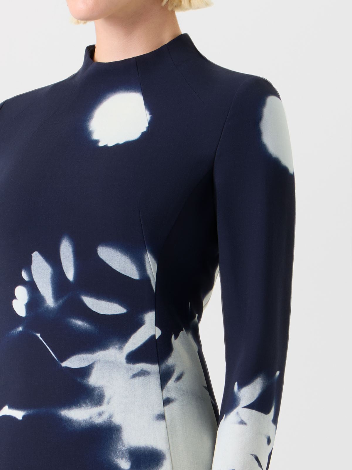 Designer ウールダブルフェイス ・ドレス - ネイビー - ブルー #editorial