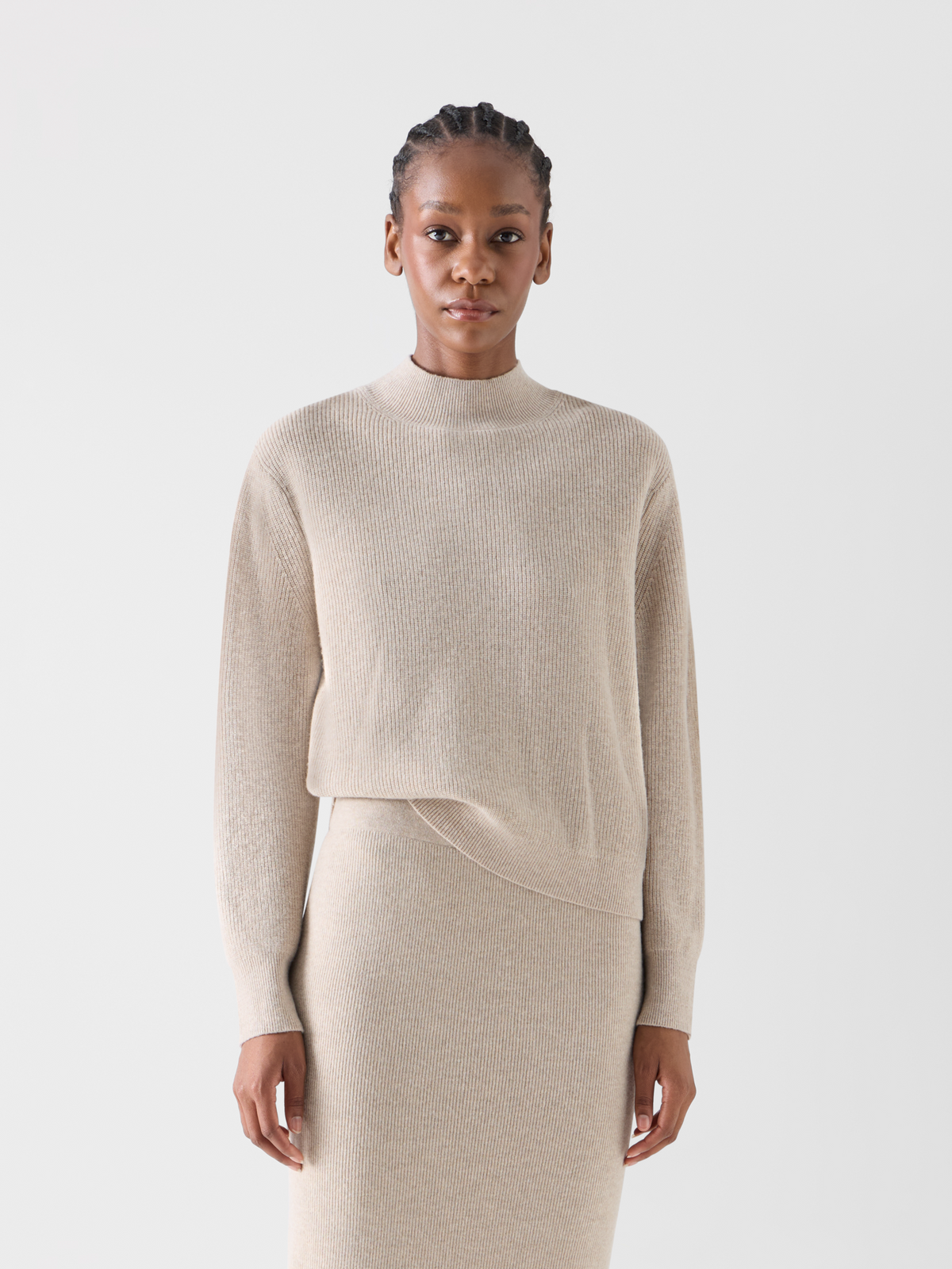 Designer ウールカシミヤ ニットプルオーバー - ベージュ #editorial