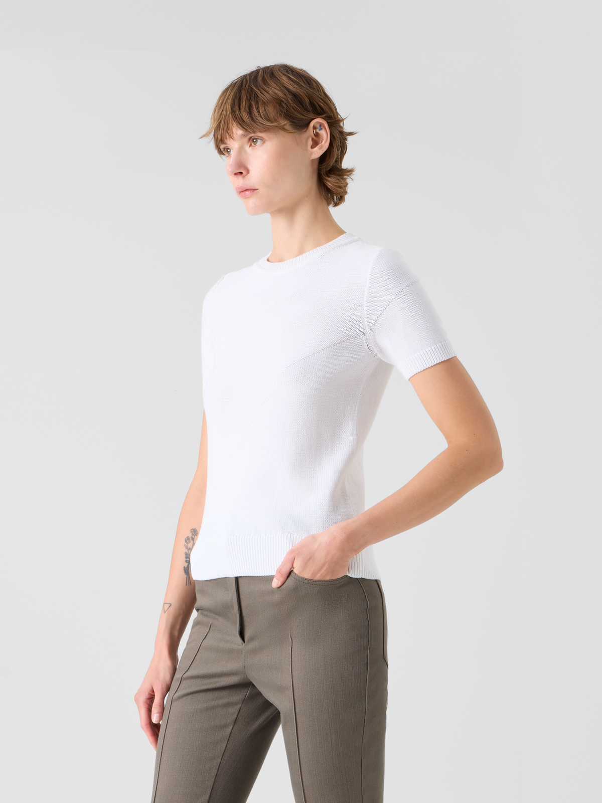 Designer コットン ・ニットプルオーバー - エクリュ #editorial