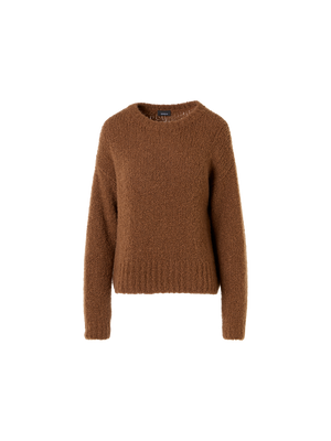 Designer カシミアシルクブークレ ・ニットプルオーバー - ブラウン