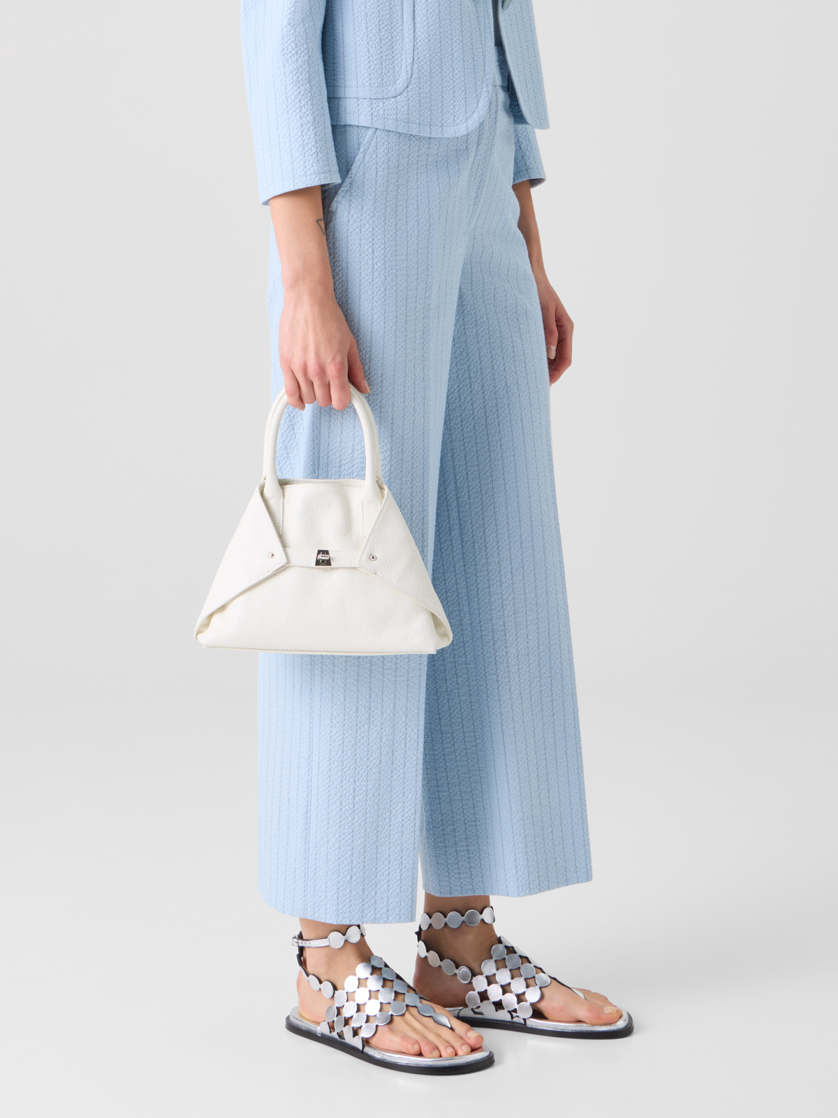 Designer コットンストライプシアサッカー ・パンツ - ブルー #editorial