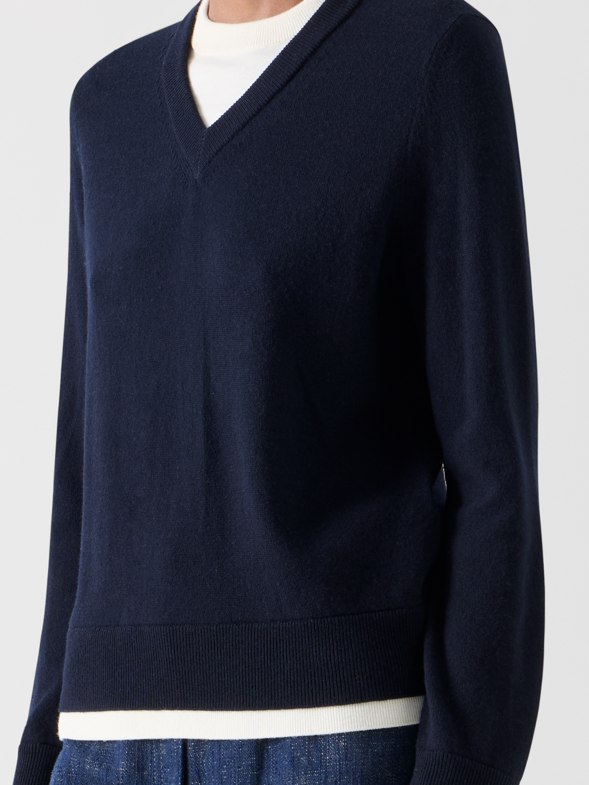 Designer ウールカシミヤ ニットプルオーバー - ネイビー #editorial