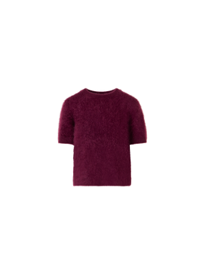 Designer クラウドカシミヤ ニットトップ - レッド - ワイン