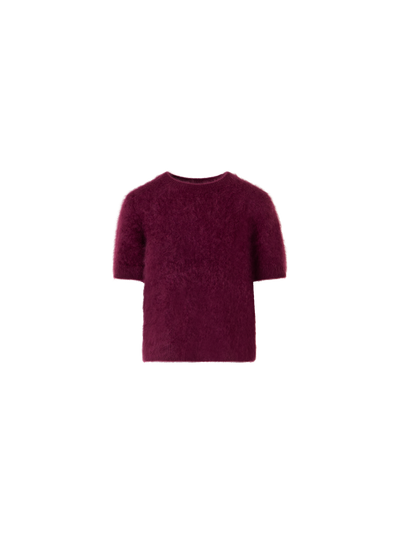 Designer クラウドカシミヤ ニットトップ - レッド - ワイン
