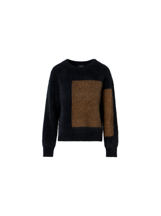 Designer クラウドカシミヤ ニットプルオーバー - ブラック - ブラウン