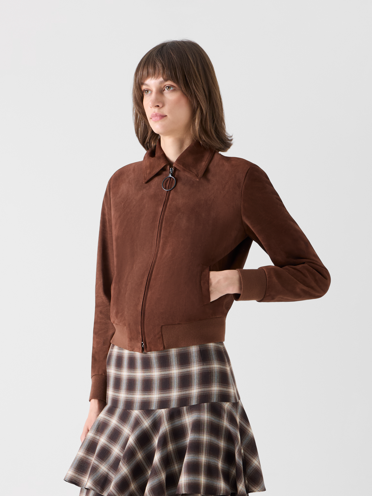 Designer スエードゴートレザー ジャケット - ブラウン #editorial
