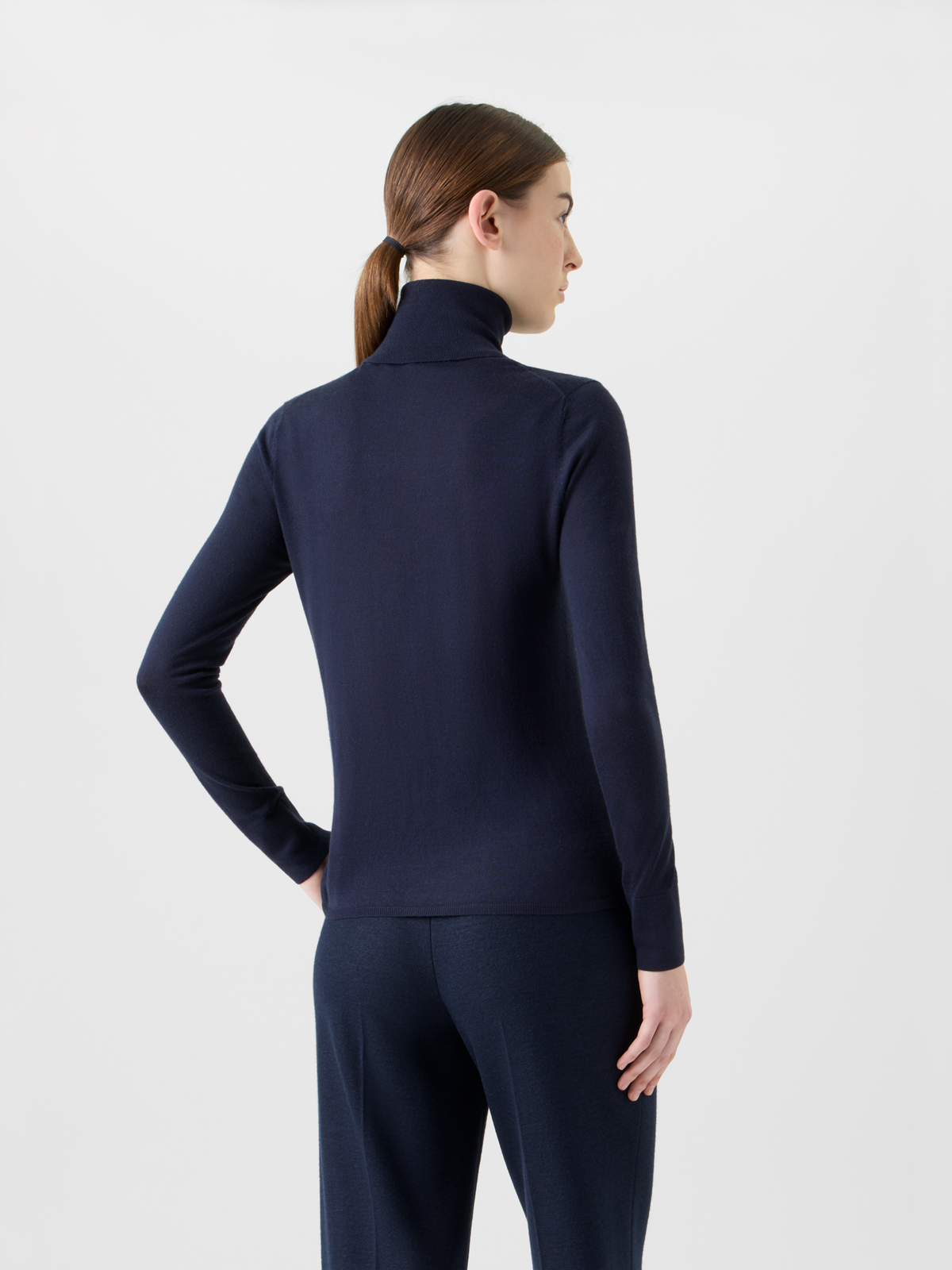 Designer カシミヤシルク ・ニットプルオーバー - ネイビー - ブルー #editorial
