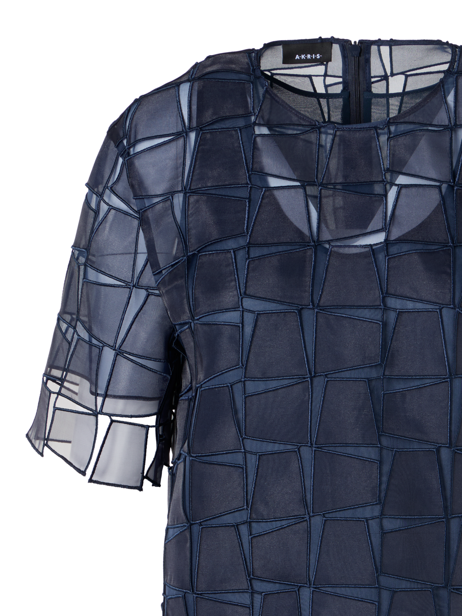Designer オーガンザトラペゾイドエンブロイダリー・ブラウス