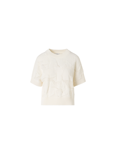 Designer コットン ・ニットプルオーバー - エクリュ