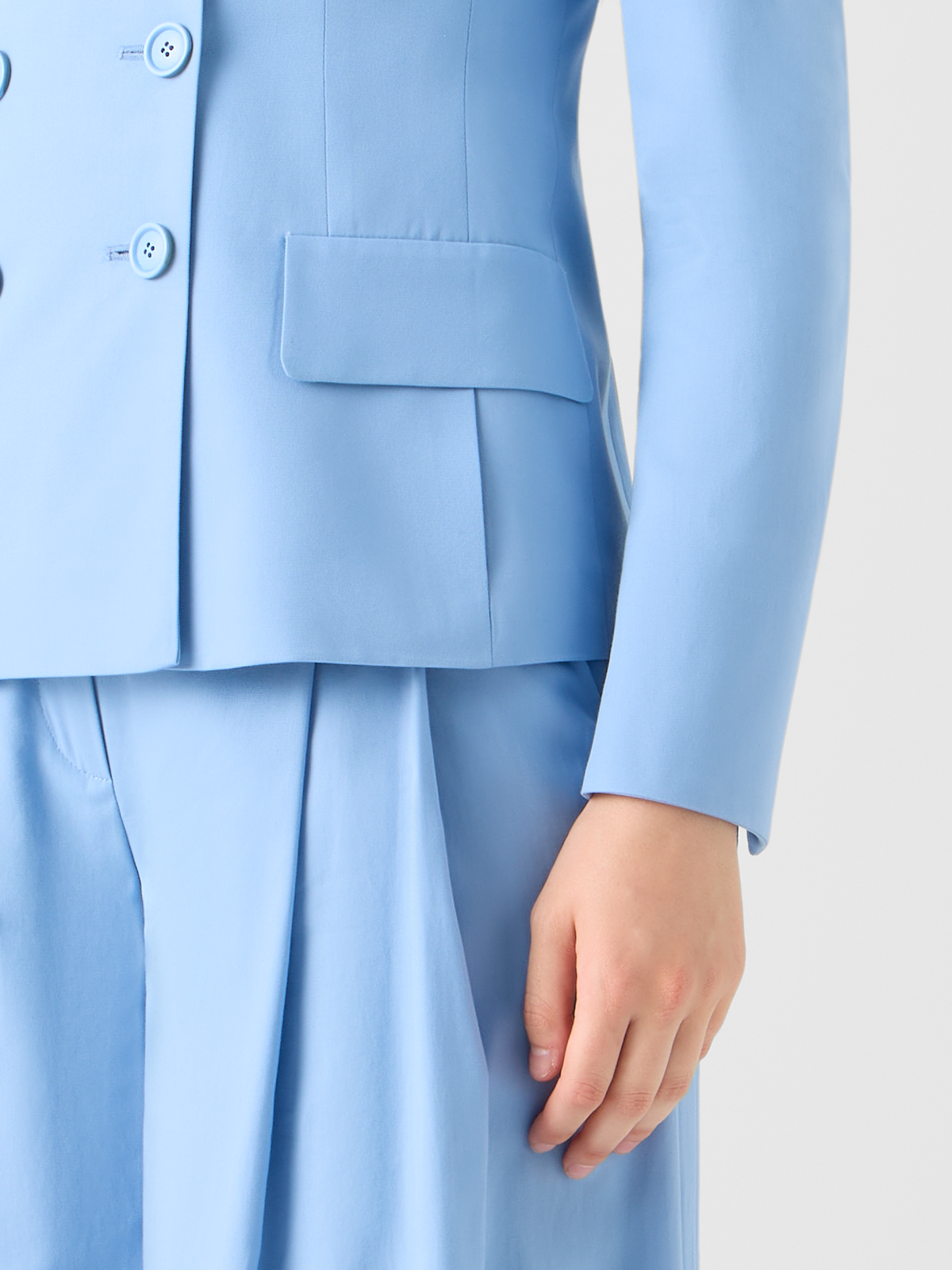 Designer コットンストレッチギャバジン ・ジャケット - ブルー #editorial