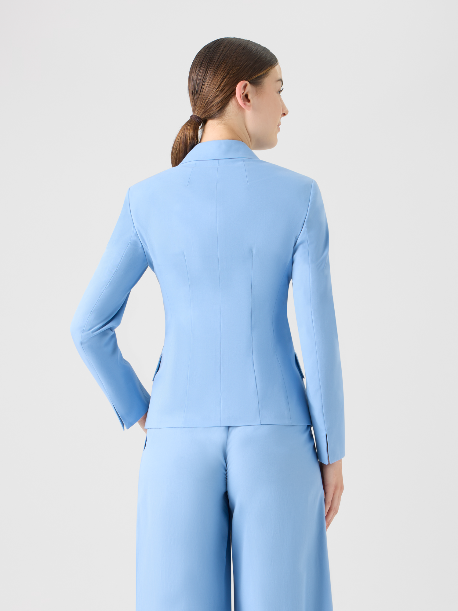 Designer コットンストレッチギャバジン ・ジャケット - ブルー 