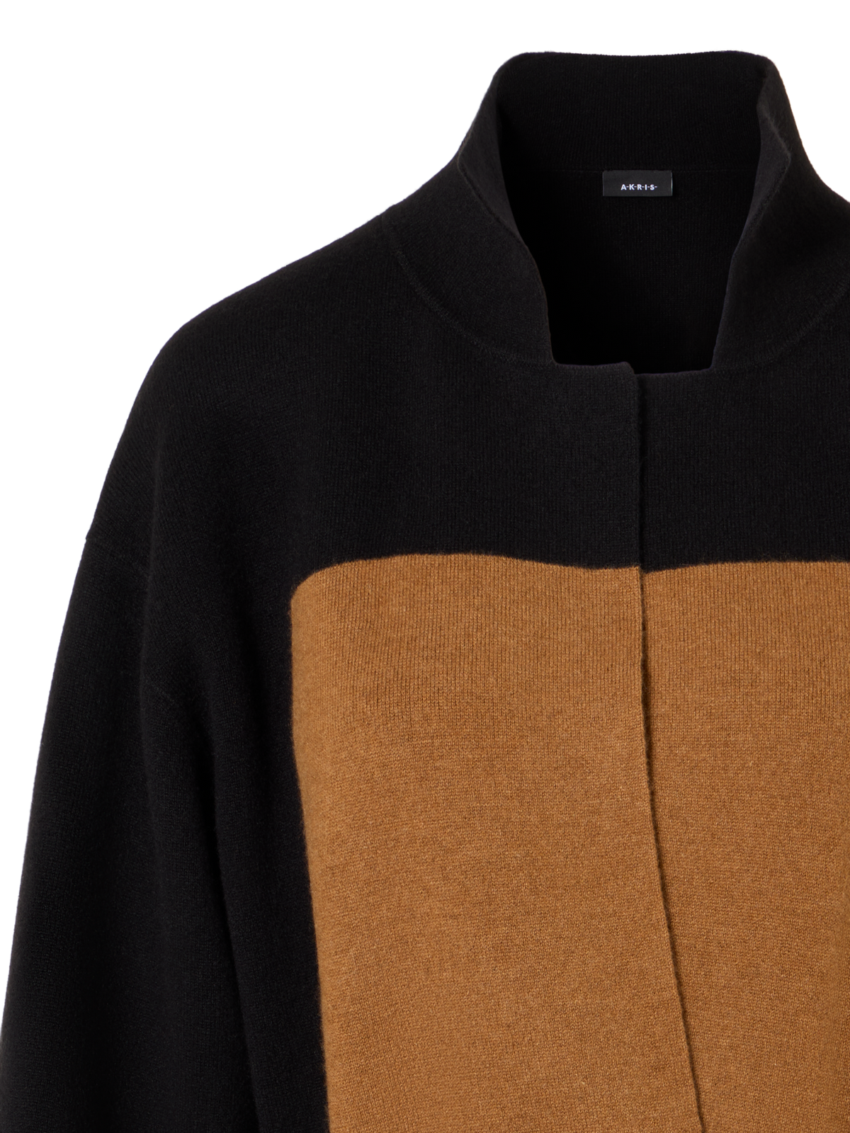Designer カシミヤダブルフェイス ニットコート - ブラウン - ブラック