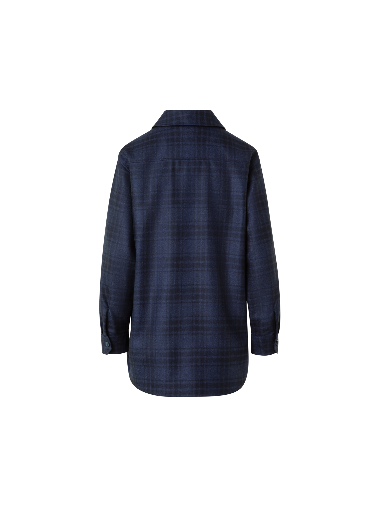 Designer ウールフランネル ・ブラウス - ネイビー - ブルー