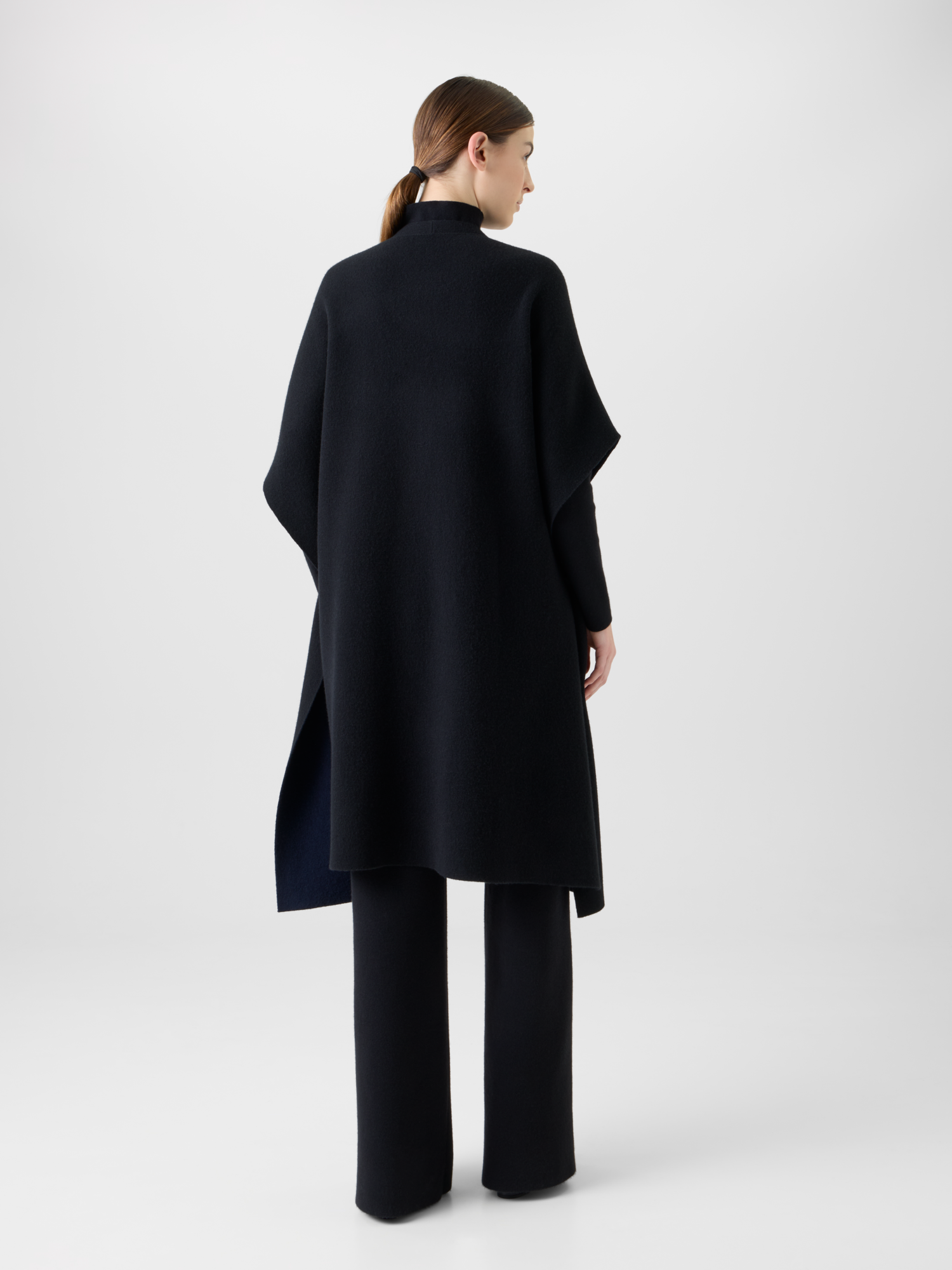 Designer カシミヤダブルフェイス ・ニットカーディガン - ブラック - ネイビー - ブルー 