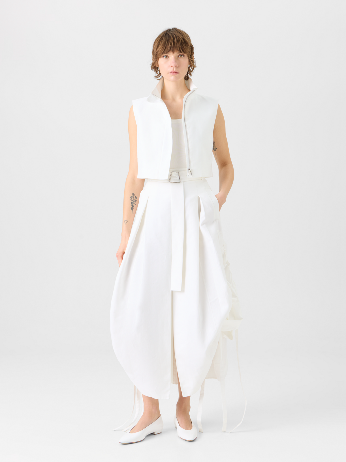 Designer コットンダブルフェイス ・スカート - エクリュ #editorial