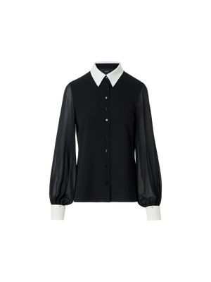 Designer シルクジョーゼット ・ブラウス - ブラック