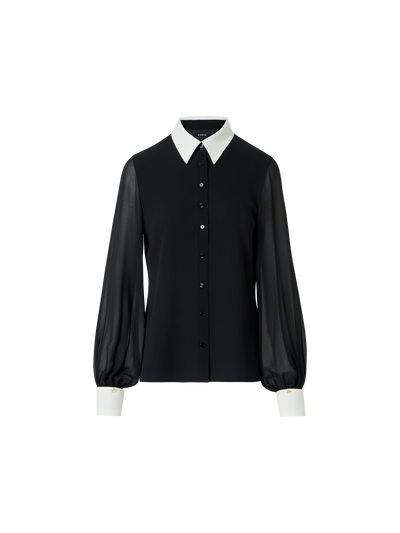 Designer シルクジョーゼット ・ブラウス - ブラック