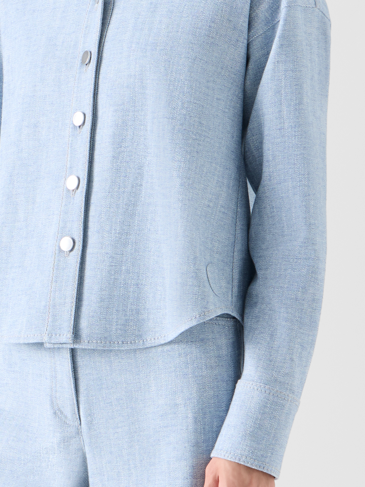 Designer ブラッシュドコットンデニム ブラウス - ブルー #editorial