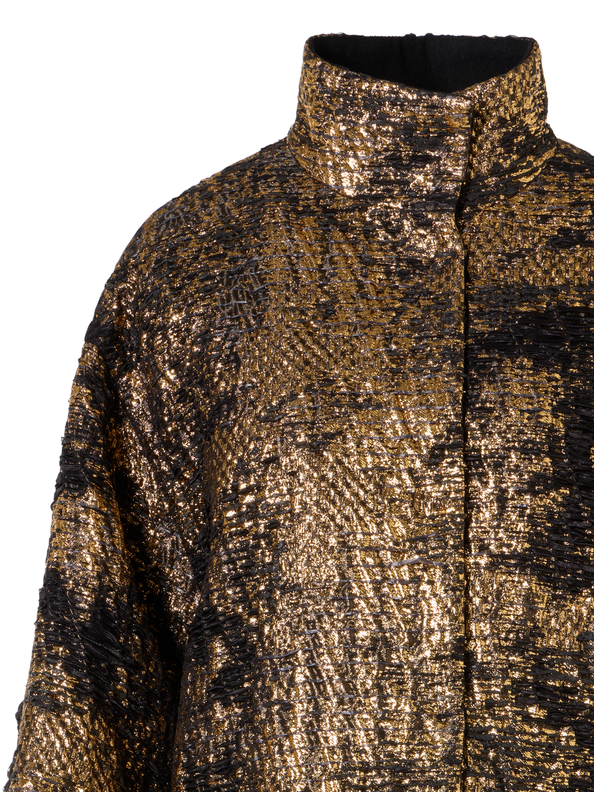 Designer テクノラメ コート The Lucas Coat（ルーカス・コート） - ブラック - ゴールド
