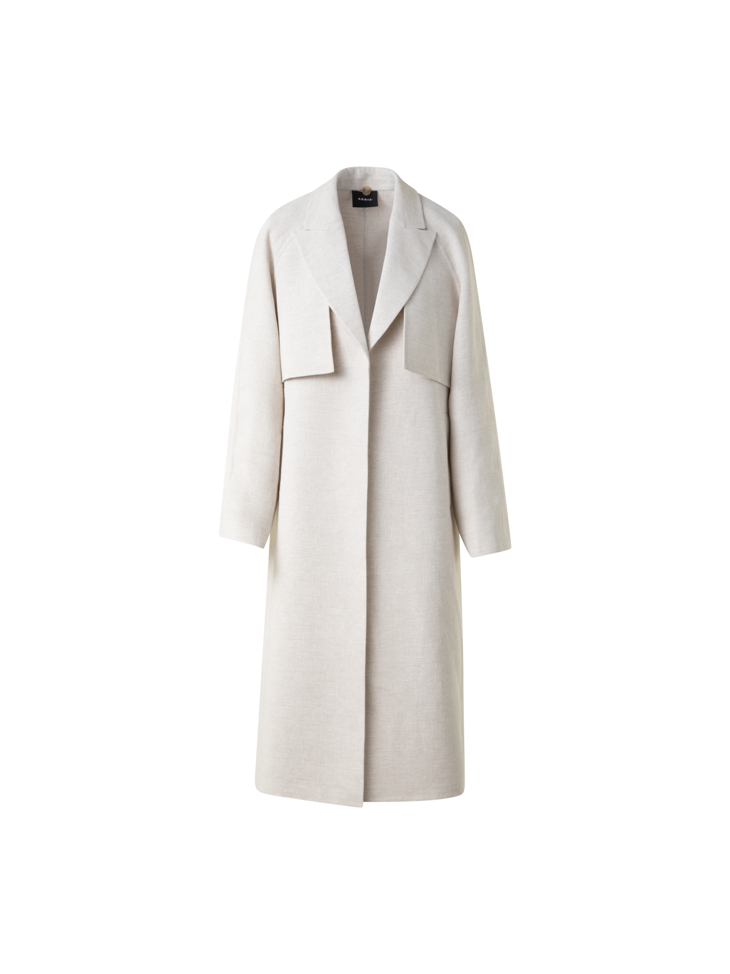 Designer ツイストリネンダブルフェイス ・コート - グレー - エクリュ - ホワイト