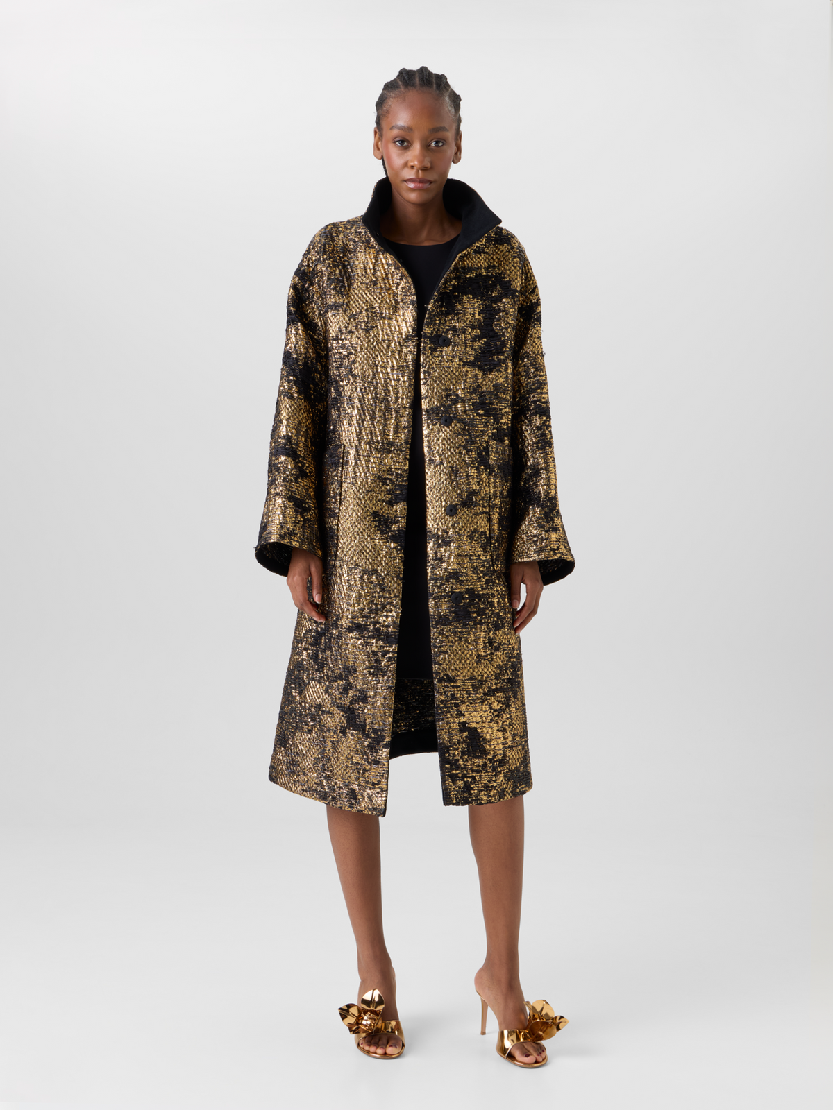 Designer テクノラメ コート The Lucas Coat（ルーカス・コート） - ブラック - ゴールド #editorial
