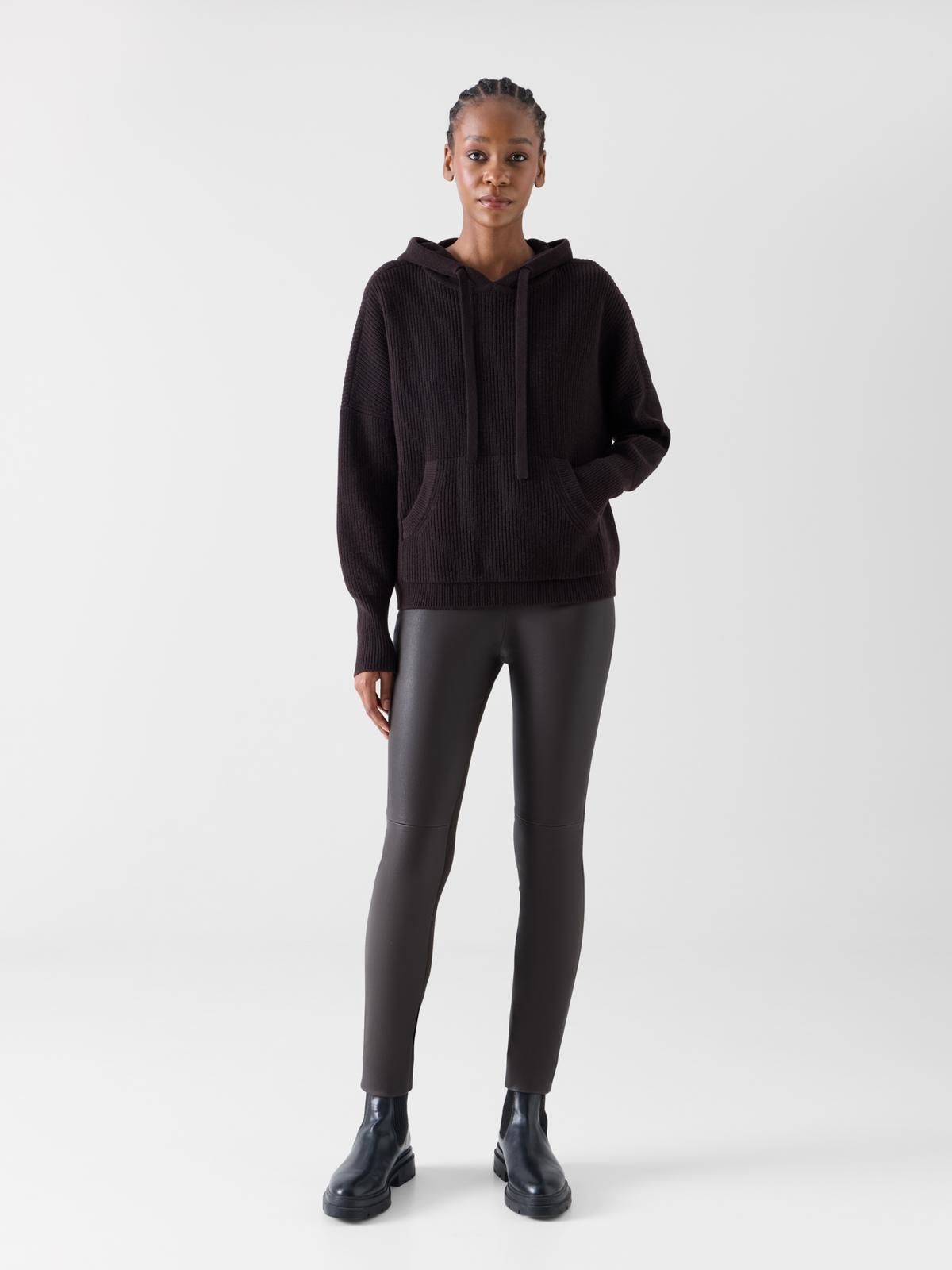 Designer レザー×ジャージー パンツ The Fancy Legging（ファンシー・レギンス） - ブラック 