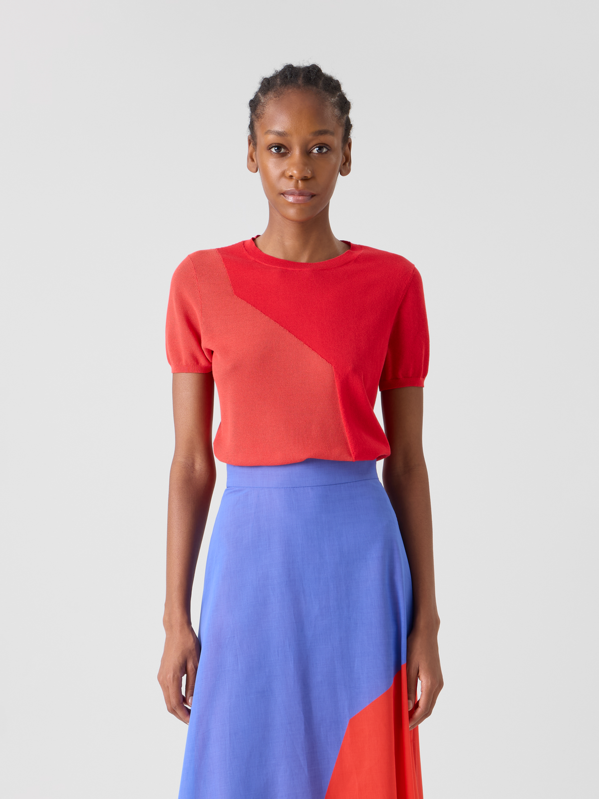 Designer シルクコットン ニットプルオーバー - レッド #editorial