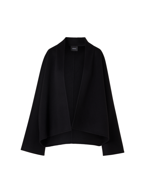 Designer カシミヤダブルフェイス キモノジャケット - ブラック