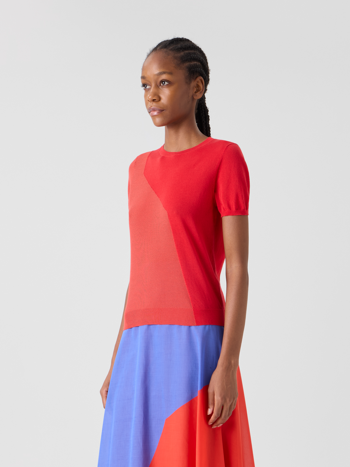 Designer シルクコットン ニットプルオーバー - レッド #editorial