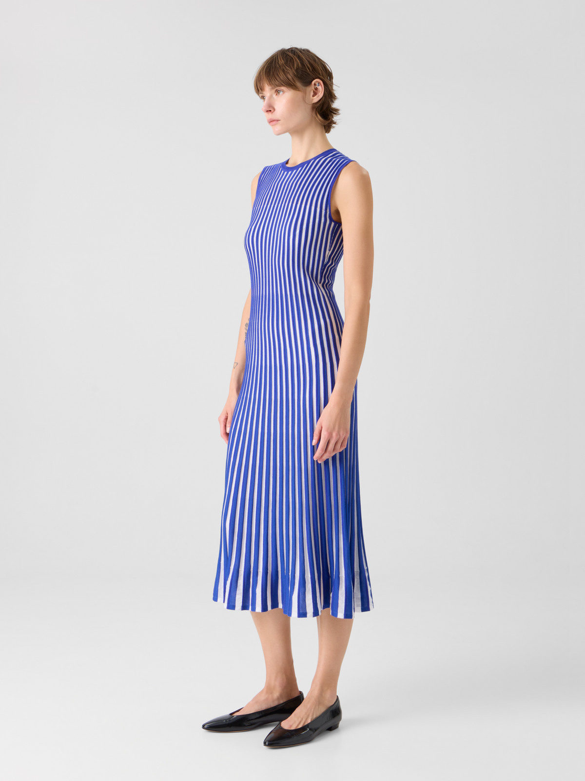 Designer ウールシルクコットン ブレンド ・ドレス - ブルー #editorial