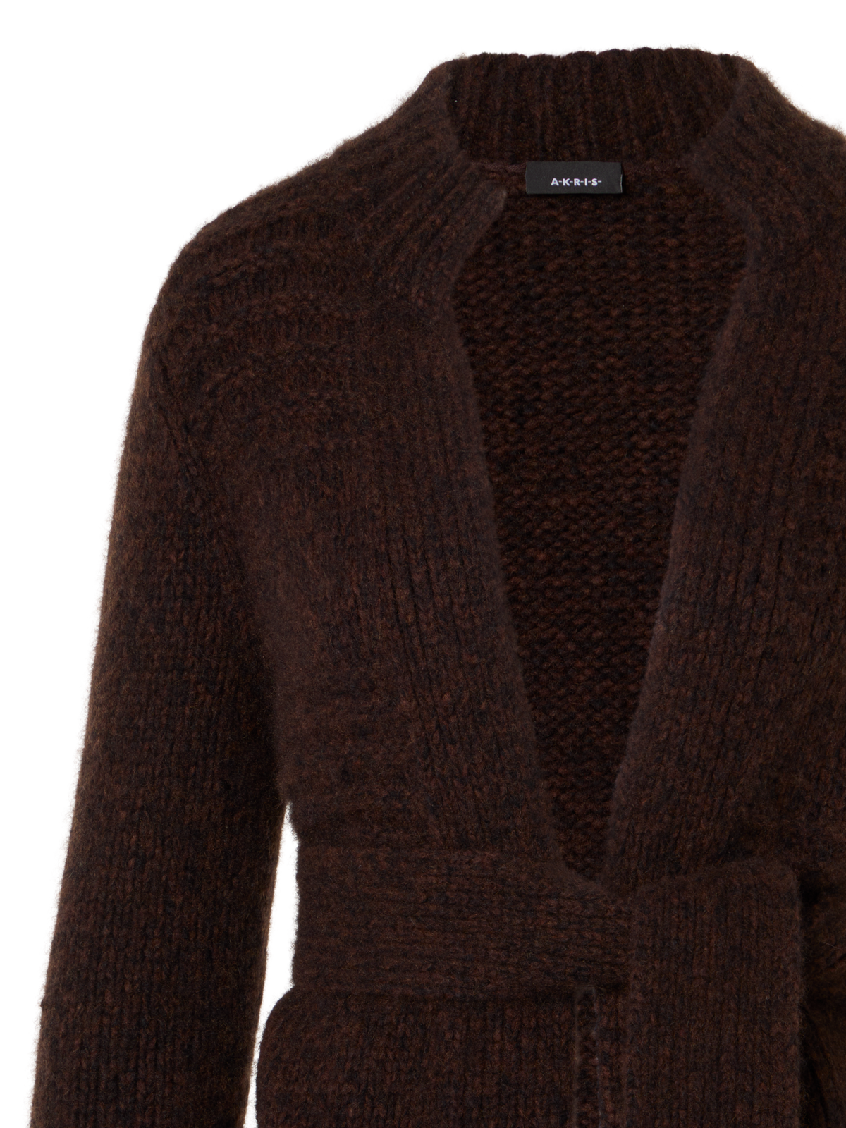 Designer カシミヤシルク ニットカーディガン - ブラック - ブラウン