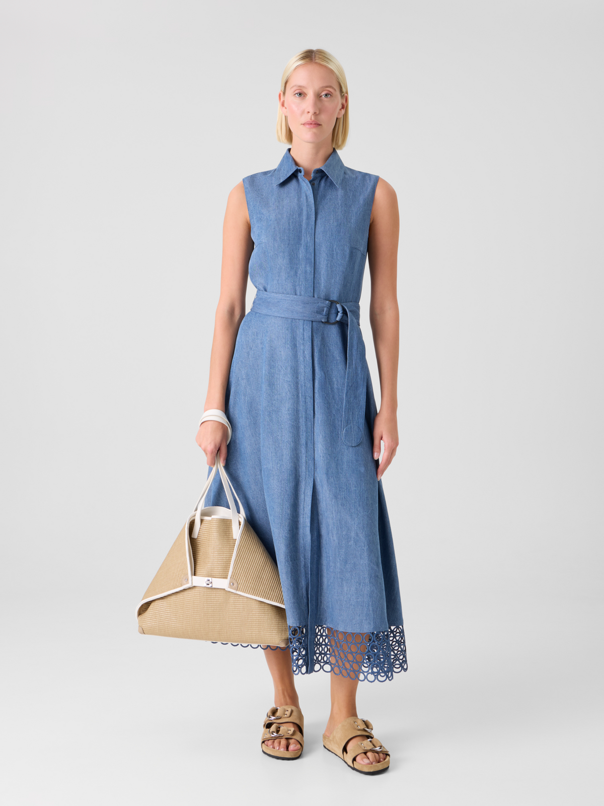 Designer ウォッシュドビスコースデニム ・ドレス - ブルー #editorial