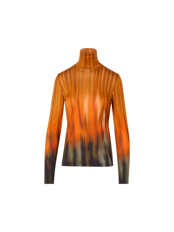 Designer カシミヤシルクジャージー シャツ - ブラック - オレンジ