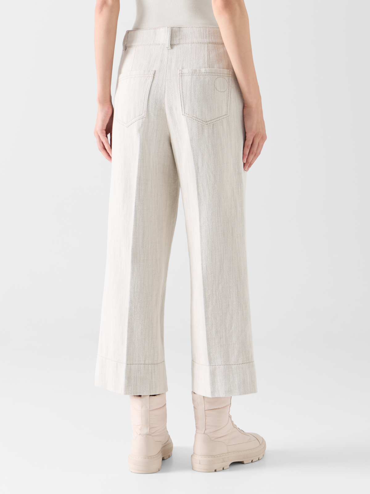 Designer ブラッシュドコットンデニム パンツ The Chiara Pants（キアラ・パンツ） - エクリュ 