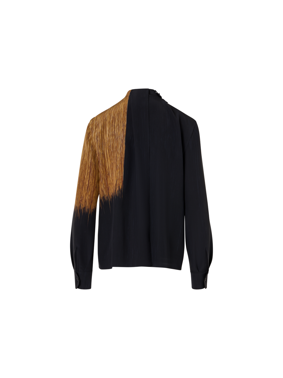 Designer シルククレープ ブラウス - ブラック - ブラウン