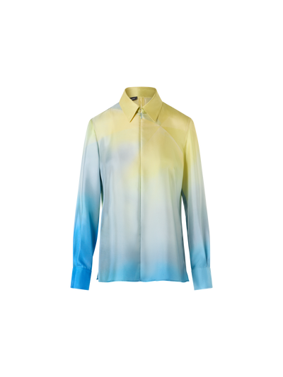 Designer シルクツイル ・ブラウス - ブルー