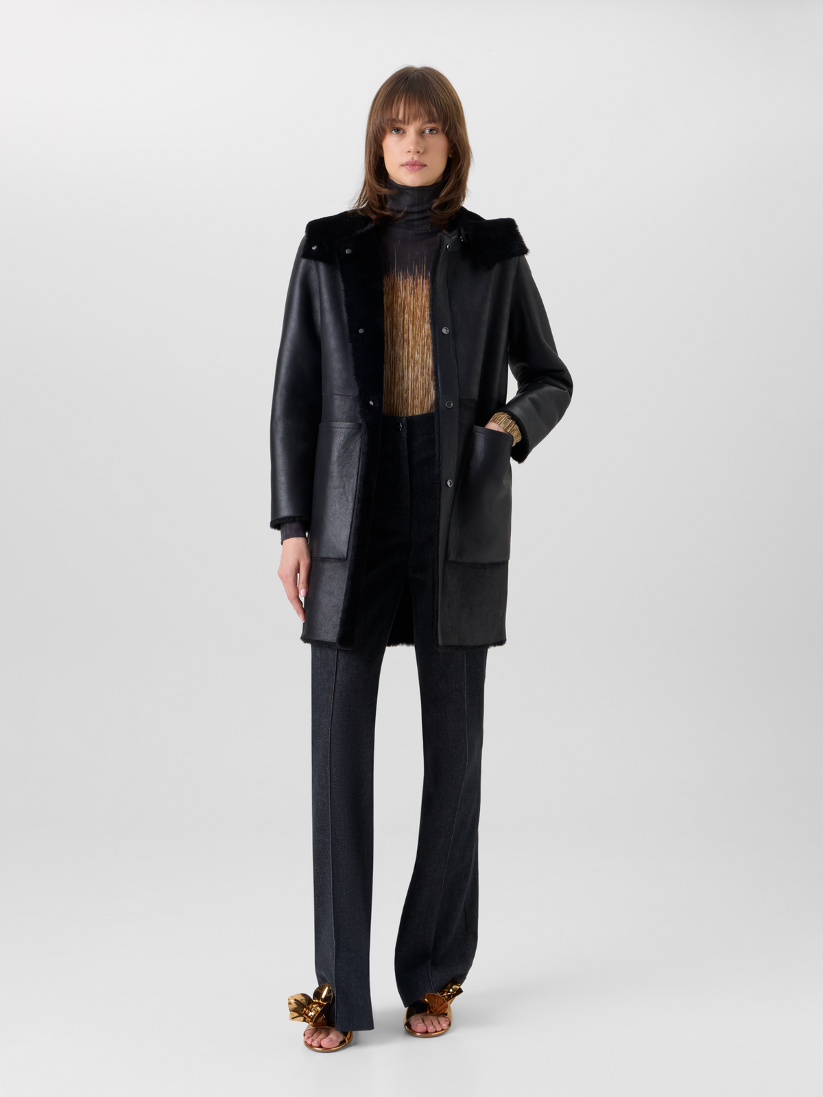 Designer ラムシアリング コートThe Oxana Coat（オクサナ・コート） - ブラック #editorial