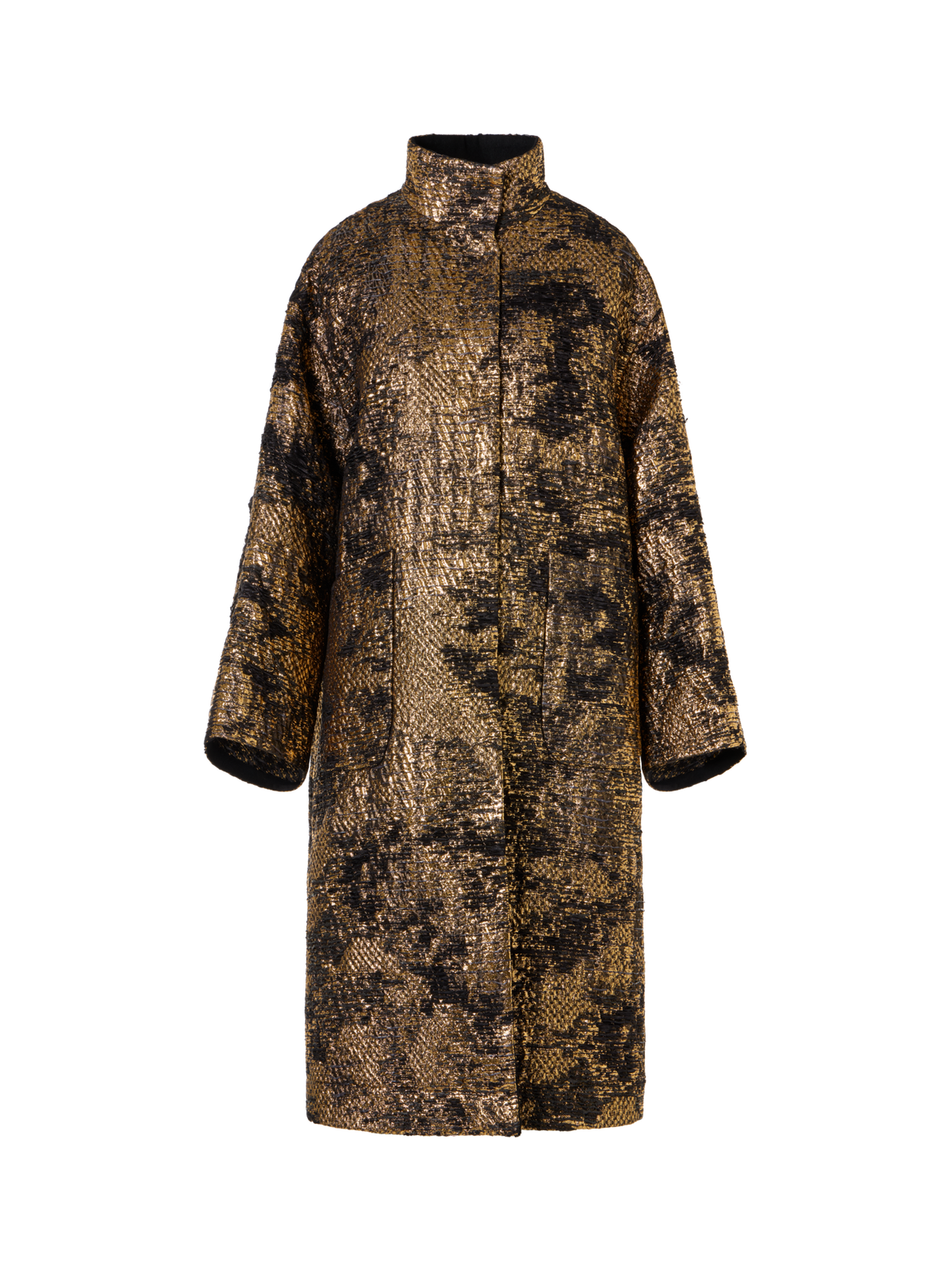 Designer テクノラメ コート The Lucas Coat（ルーカス・コート） - ブラック - ゴールド