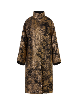 Designer テクノラメ コート The Lucas Coat（ルーカス・コート） - ブラック - ゴールド