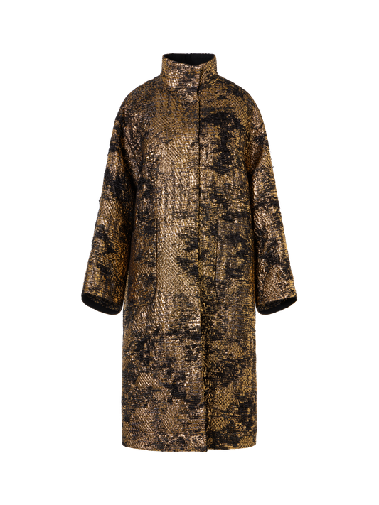 Designer テクノラメ コート The Lucas Coat（ルーカス・コート） - ブラック - ゴールド